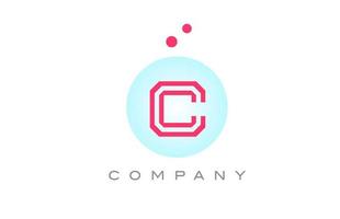 blue pink C alphabet letter logo icon design with dots. Creative template for business and company vector