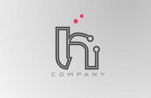 pink grey H alphabet letter logo icon design with line and dot. Creative template for business and company vector