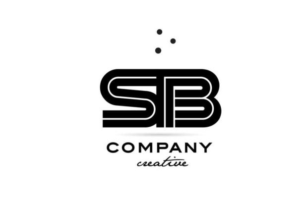 SB black and white combination alphabet bold letter logo with dots. Joined creative template design for company and business