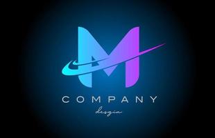 M pink blue alphabet letter logo with double swoosh. Corporate creative template design for company and business vector