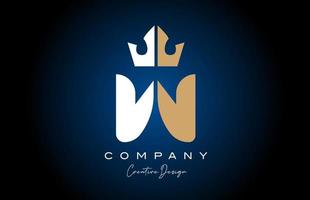 white brown W alphabet letter logo icon design with king crown. Creative template for company and business vector