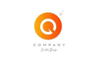 Q orange sphere alphabet letter logo icon design with dot. Creative template for company and business vector