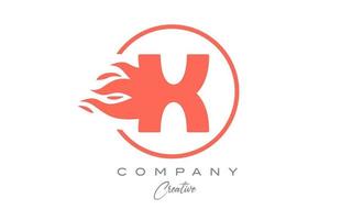 orange X alphabet letter icon for corporate with flames. Fire design suitable for a business logo vector