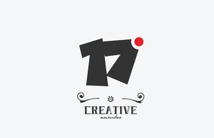 grey 17 number logo icon design with red dot. Creative template for company and business vector