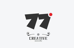 grey 77 number logo icon design with red dot. Creative template for company and business vector