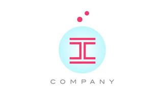 blue pink I alphabet letter logo icon design with dots. Creative template for business and company vector