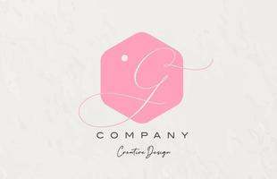 pink polygon G alphabet letter logo icon design with dot and elegant style. Creative template for company and business vector
