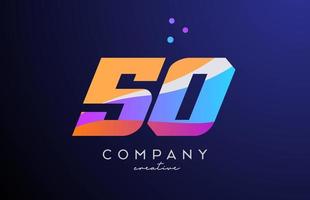 colored number 50 logo icon with dots. Yellow blue pink template design for a company and busines vector