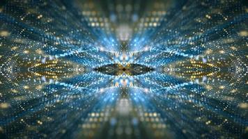 Abstract glitzy background with glowing, glittering gold and blue particles and shimmering light rays. Full HD and looping motion background animation. video