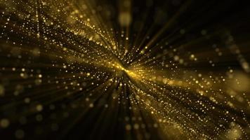 Abstract technology background with a flowing digital fractal wave of glowing golden particles and shimmering light rays. This modern motion background is full HD and a seamless loop. video