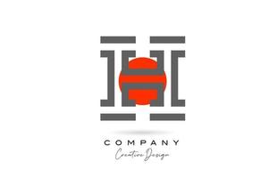 gris línea h alfabeto letra logo icono diseño con rojo punto. creativo modelo para empresa y negocio vector