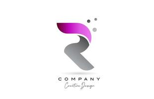 r rosado gris alfabeto letra logo icono diseño con puntos creativo modelo para empresa y negocio vector