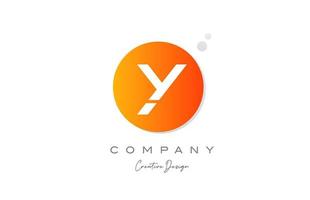 Y orange sphere alphabet letter logo icon design with dot. Creative template for company and business vector