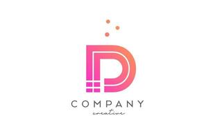 D pink alphabet letter logo with lines and dots. Corporate creative template design for business and company vector