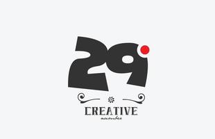 grey 29 number logo icon design with red dot. Creative template for company and business vector