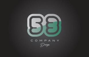 53 verde gris número logo icono diseño. creativo modelo para empresa y negocio vector
