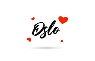 Oslo handwritten city typography text with love heart vector