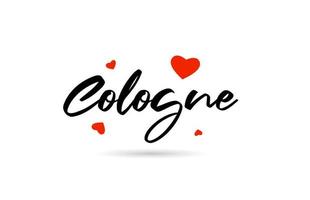 Cologne handwritten city typography text with love heart vector