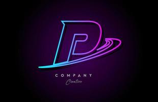 blue and pink alphabet P letter logo icon design with swoosh. Creative template for company and business vector