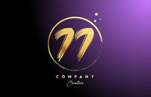 golden golden 77 number letter logo icon design with dots and circle. Grunge creative gradient template for company and business vector