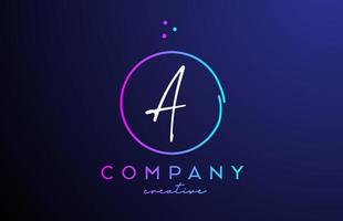 A handwritten alphabet letter logo with dots and pink blue circle. Corporate creative template design for business and company vector