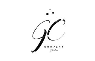 handwritten vintage GC alphabet letter logo icon combination design with dots vector