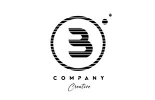 B alphabet letter logo icon design with line stripe and circle. Black and white creative template for company and business vector