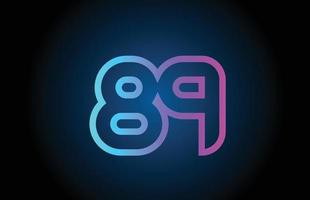 pink line 89 number logo icon design. Creative template for business and company vector