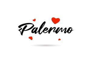 Palermo handwritten city typography text with love heart vector