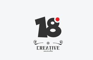 grey 18 number logo icon design with red dot. Creative template for company and business vector