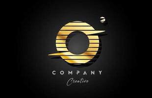 gold golden O alphabet letter logo icon design with line stripe and circle. Creative template for business and company vector