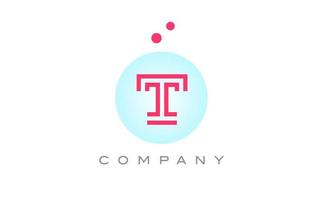 blue pink T alphabet letter logo icon design with dots. Creative template for business and company vector