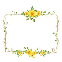 Yellow Rectangle Flower Frame png