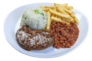 Rice, beans, french fries and meat png