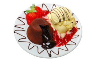 pastel de chocolate con helado fresco png