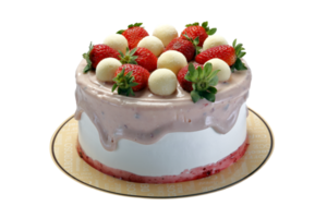 Cake with whipped cream and strawberries with Christmas decoration png