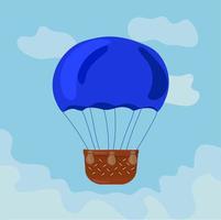 Cartoon hot  air balloon and clouds vector