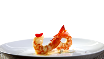 haute cuisine, grosses crevettes en sauce png