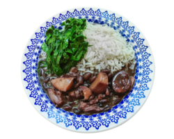 Traditional Brazilian feijoada with cabbage and rice png