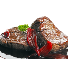 Filet mignon with red wine sauce png