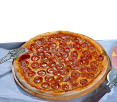 Pizza pepperoni with olive oil png