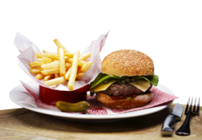 hamburger with fries png