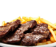 grelhado bife com francês fritas png