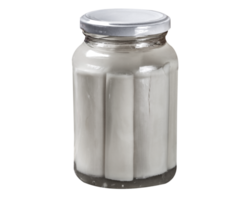 Glass jars with heart of palm on white png