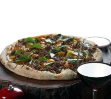 Sun dried meat pizza, beef jerky png