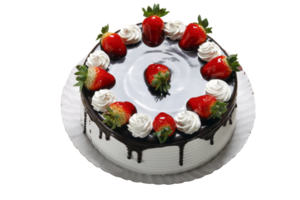 Strawberry birthday cake with whipped cream png