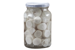 Glass jars with heart of palm on white png