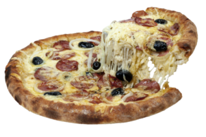 calabresa pizza com cebola argolas png