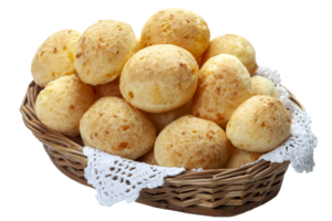 Cheese bread basket, Brazilian snack, pao de queijo png