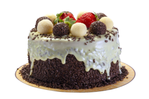 Chocolate cake with brigadeiro and strawberry png